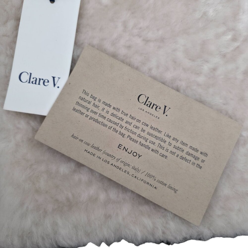 Clare V Foldover Clutch Cream Cow Hair Fur Bag NWT - Picture 5 of 7